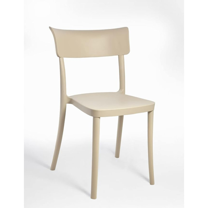 SARETINA - Värviline disain polüpropüleenist toolid välitingimustesse, söögituppa, kööki ja baari - virnastatav - 9 värvi (8, Cappuccino)