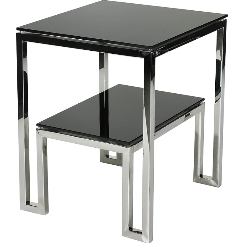 Cortesi Home Kaasaegne Adina kahetasandiline must klaasist otselaud, soliidne