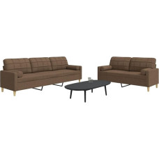 Braunes 2/3-Sitzer-Sofa Set mit Schaumstofffüllung & Metallrahmen | 157/226 cm | 4 Zierkissen Model3278338