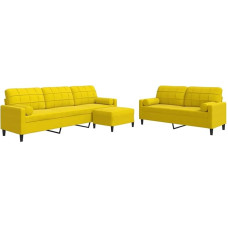 Samtsofa Set 2+3 Sitze Gelb - Komfortables Wohnzimmer Design mit Fußhocker und Nackenkissen | 157-226 cm | Polstermöbel Model3278507