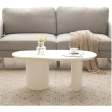 Vastupidav ja vastupidav 100cm pikk valge ebaregulaarne kohvilaud - kvaliteetne MDF värvitud pind ebaregulaarne ja elegantne kumer laua pealispind delikaatne touch