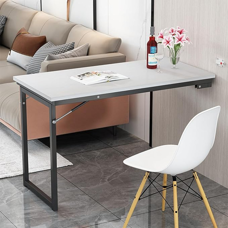 Klappbarer Küchentisch zur Wandmontage, platzsparender Klappwandschreibtisch, 90 × 60 × 75 cm