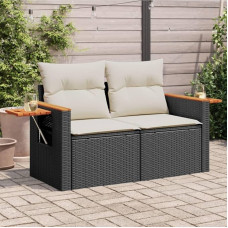 Aia diivan koos pehmendusega 2 istekohaga must polü rotangist väljas aiavoodi diivan Diivan Aia diivan elutuba Patio väljas mööbel Z1