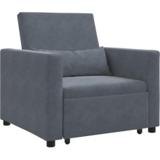 SKM 42002698 Ühekohaline diivanvoodi tumehall 90 x 165 x 87 cm Sametist mööbel Toolid Toolid Seljatoolid Hall 29,9 kg