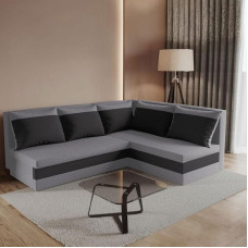 FORNIRO 24 Hugo L Ecksofa mit Schlaffunktion und Bettkasten - Stoff Komfort in Grau-Graphit, 206 x 165 cm L-forma diivan, ausziehbar mit hochelastischem Schaumstoff und Plüschbezug