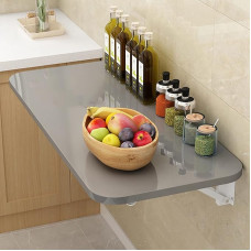 ZEQFEMKL Wandklapptisch, Klapptisch, Computertisch, für Zuhause, Büro, Küche, Esszimmer, Grau, 80 x 50 cm