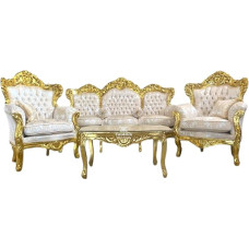 Diivanikomplekt Elevandiluu värvi Prantsuse Louis stiilis kuldne viimistlus Retro barokk rokokoo stiilis diivanikomplekt kodukujunduseks hotelli fuajee sisekujunduseks