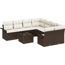 Rantry 9-teilige Garten Sofagarnitur mit Kissen braunes Poly-Rattan Gartenlounge Model3345298