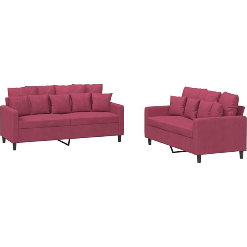 Vopese Weinrotes Samtsofa 2-Sitzer mit Polster, 120/140 cm, für Wohnzimmer und Entspannung - Sofagarnitur Model3201704