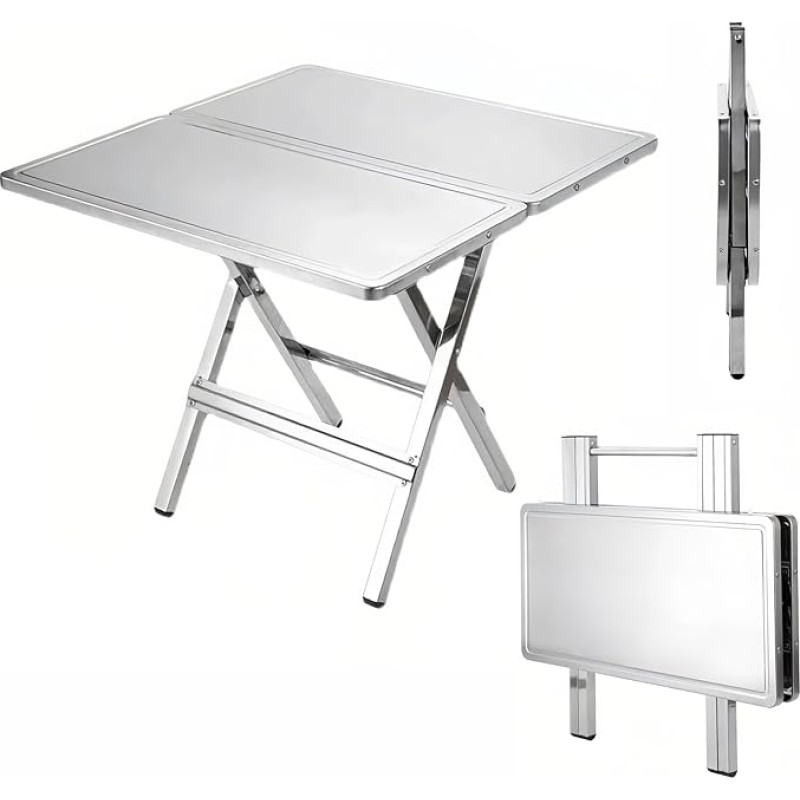 Kokkupandav telkimislaud Roostevabast terasest väljas piknikulaud Kaasaskantav kokkupandav küljelaud aeda, grillimiseks, kontorisse, siseruumidesse/väljakule - ideaalne pidude ja kogunemiste jaoks.