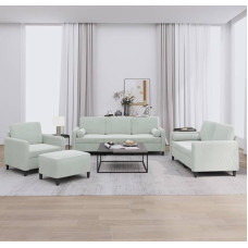 Bettsofa-Set, 4-teiliges Sofaset mit hellgrauen Kissen aus Samt, Set Schlafsofa, Wohnzimmer, Sofa, Garten, modernes Sofa-Set für den Außenbereich, Outdoor-Möbel