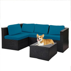 XRLQZH 1/2/3 Piece Stretch Seat Cushion Covers, Caravan Pads Rattan Garden Furniture - Patio, Balcony, Corner Lacing Diivan Seat Cushion Cover (Lake Blue, 6 tükki)