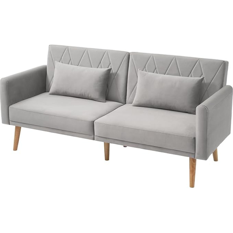 UIXENI Sametist diivanvoodi unefunktsiooniga, nurgadiivan 2-kohaline külalissohva reguleeritava seljatoega (Hall)