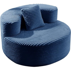 Softa ühekohaline diivan Corduroy kangast Mugav dekompressiivne ühekohaline tool Kaasaskantav väikese toa diivan magamistuppa korterisse kontorisse väike maja sinine