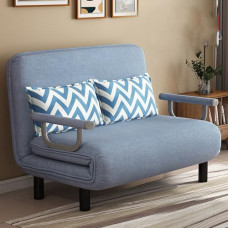 Teisaldatav diivanvoodi, 3 in 1 kokkupandav voodi 5 reguleeritava seljatoega ja padjadega, laisk lesilaua diivan, väike futon tool, diivan väikestele ruumidele, sinine, 120cm
