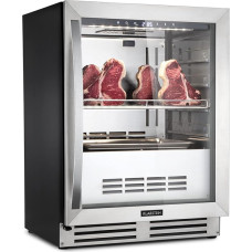 Klarstein Fridge, Tyre Cabinet for Dry Aged Beef, 1 Zone Fridge with Glass Door, Indoor and Outdoor with LED Lighting, Freestanding or Built-in Refrigerator, Temperature Range, 1-25°C, 98 L