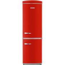 SEVERIN RKG 8997 [EEK E] Double Door Fridge & Freezer Retro Design with Chrome Detailing, No Frost + Fast Cooling/Freezing Function, LED Illuminated, Cooling Range 0-8°C, 315L Volume, 41dB, Red, RKG