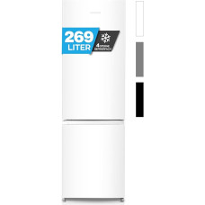 Heinrich´s Fridge Freezer Combination 269 Litres, Cooling Volume 198 L, Freezer 71 L, LED Lighting, Fridge Door Hinge, Changeable, Quiet 39 dB, Large Freezer Boxes, 7 Temperature Levels, White