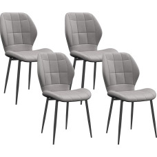 HOMCOM 4 moodsa söögitoa-köögitooli komplekt, flanellipolsterdusega ja terasest jalgadega, hall