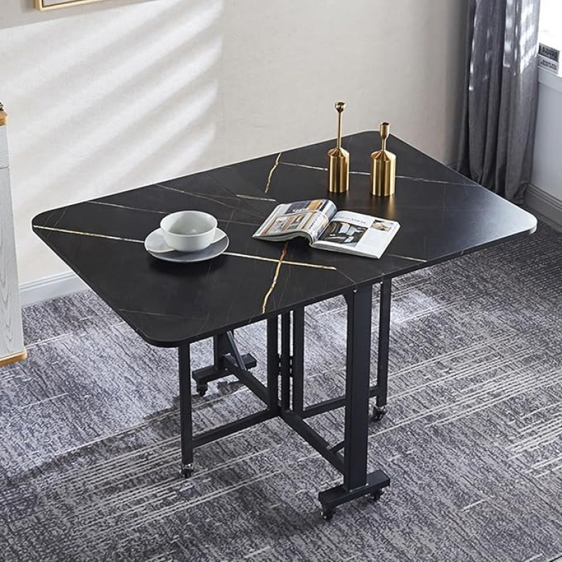 GODFSAHG kokkupandav laud Kaasaskantavad söögilauad Kokkupandav teisaldatav kokkupandav köögilaud liikuvate ratastega Ruumisäästlik kokkupandav söögilaud 4-6 inimesele Metallist jalad (