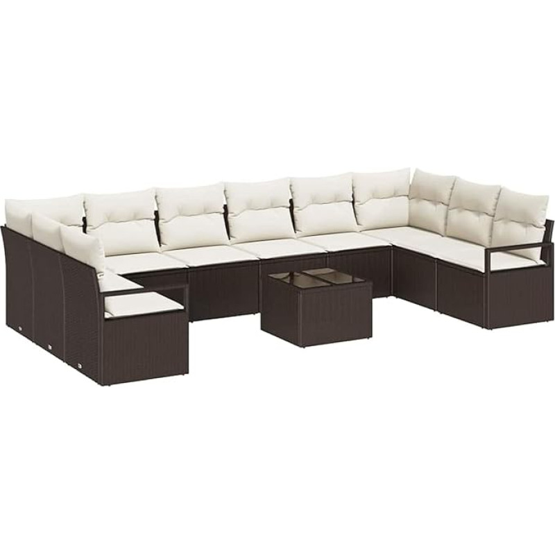 Rantry 10-teiliges Garten Sofa Set mit Kissen - graues Poly Rattan Gartenlounge Model3355237