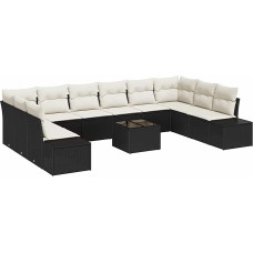 Rantry 10-teiliges Garten-Sofa-Set mit Kissen braunes Poly-Rattan Gartenlounge Model3355916