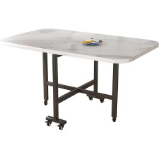 Ausziehbarer Esstisch mit Blättern, moderner Klapptisch für kleine Räume, Küche oder Schlafzimmer, Sitze für 6-8 Personen, weißes Finish, ausziehbarer Schreibtisch (120 x 80 x 75 cm), perfekt für