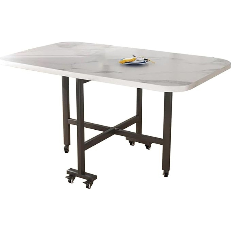 Ausziehbarer Esstisch mit Blättern, moderner Klapptisch für kleine Räume, Küche oder Schlafzimmer, Sitze für 6-8 Personen, weißes Finish, ausziehbarer Schreibtisch (120 x 80 x 75 cm), perfekt für