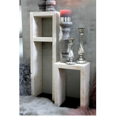 Dekorie puidust küljelaua laudade komplekt, valmis kokkupandud (valge)