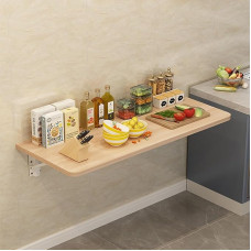 Kompakter wandmontierter, klappbarer Küchentisch, schwebender Schreibtisch für kleine Räume, DropLeaf-Wandtisch für Zuhause, Büro, Arbeitsplatz (helles Walnussholz, 100 x 30 cm)