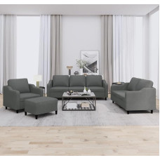 Dunkelgrauer 3-teiliger Stoff-Sofa-Set mit Fußhocker & Kissen - Komfortabel & Robust Model3201779
