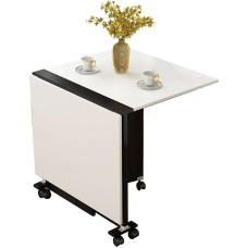 Platzsparender, klappbarer Esstisch, Klapptisch mit 6 Rädern, Esstisch für 4 Personen, Kücheninseltisch, in 3 Formen klappbar, für Restaurant, Küche, Schlafzimmer (Weiß + Schwarz, 100 * 60 *