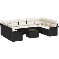 9-teiliges Garten Sofaset mit Kissen Braun Poly Rattan Gartenlounge Model3345527