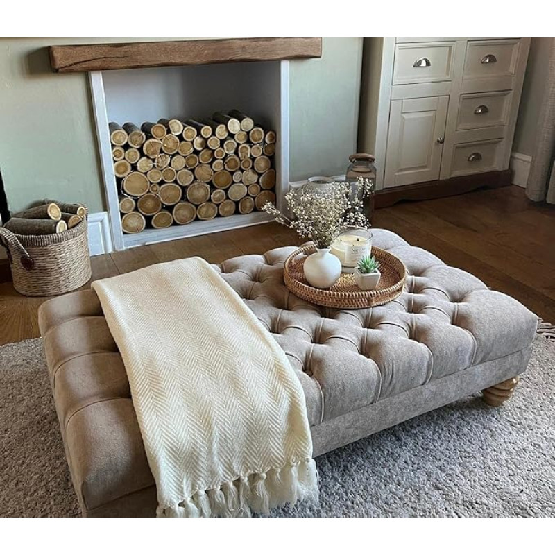 Chesterfield pehmendusega ekstra suur käsitsi valmistatud kohvilaud Sand