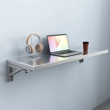 Klapptisch aus Edelstahl 304, an der Wand montiertes Küchenregal für Balkon, Badezimmer oder Waschküche, platzsparender Klapptisch (24 x 12 Zoll)
