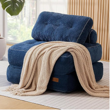 UODERS Diivanvoodi 3-in-1 kokkupandav diivanvoodi konverteeritav magamistool koos padjaga, madrats seljatoega, kaasaskantav toolivoodi, mugav põrandale mõeldud diivan-lounge elutuppa, magamistuppa (sinine)