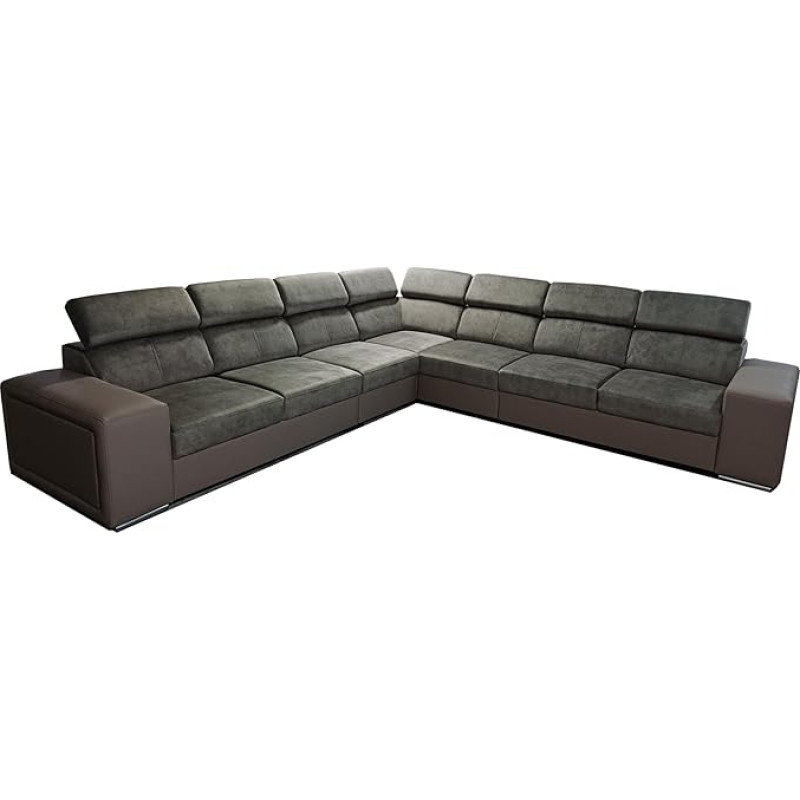 All4All Paloma 3a3 nurgadiivan magamisfunktsiooniga - L-kujuline elamusmaastik 334 x 334 cm - XXL diivan suur - suur diivan voodikastiga - värvivalik - kaasaegne - reguleeritavad peatuged 19