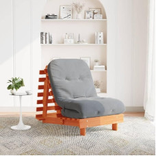 EMYRLXQW Futon-Futon diivanvoodi koos madratsiga Wax Brown 70 x 206 x 11 cm Massiivne männipuit