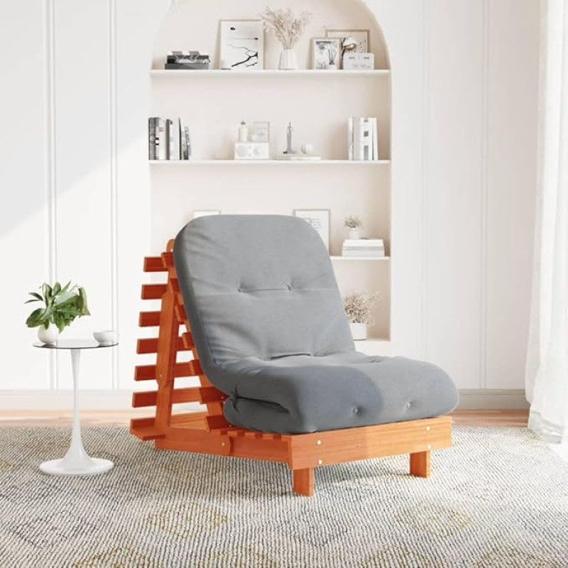EMYRLXQW Futon-Futon diivanvoodi koos madratsiga Wax Brown 70 x 206 x 11 cm Massiivne männipuit
