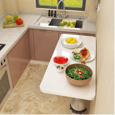 Klapptisch zur Wandmontage, für Waschküche und kleine Räume, Weiß, 120 x 30 cm