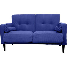 GARDENIA Solid Velvet diivanikate polüestritäidisega, puidust jalgadega ja eemaldatavate padjadega Joy, sinine, 130 x 75 x 73 cm.