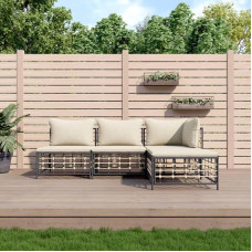 WHOPBXGAD elutoa mööblikomplektid,diivanikomplektid elutuppa,diivanvoodi,4-TLG. Garten-Lounge-Set mit Kissen Anthrazit Poly Rattanmodulaarne diivan,modulaarne diivan,õuemööbel,