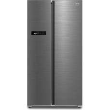 Midea MDRS791MYA46 Side-by-Side Fridge/Freezer Combination, No Frost, Inverter Compressor, 176.5 cm High, 379 L Cool, 213 L Freezer, Double Control, SuperCool, LED Lighting, 35dB, Stainless Steel
