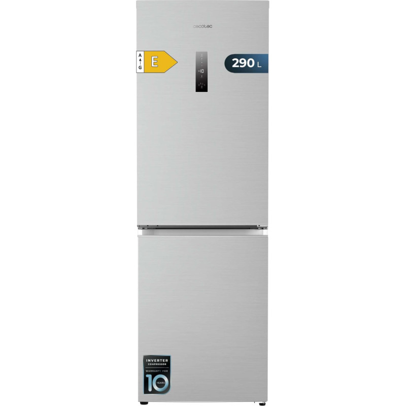 Cecotec Bolero CoolMarket Combi 290 Inox Combination Fridge 290 L Height 185 cm Width 59.5 cm Total NoFrost Low Energy Consumption Drawer for Fresh Produce Reversible Door