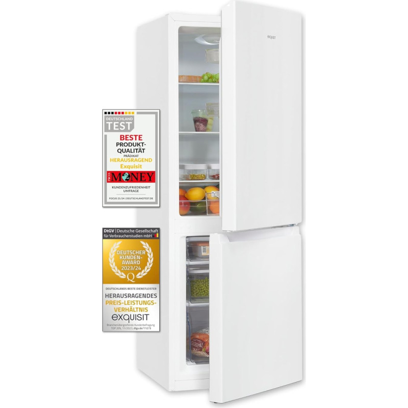 Exquisit KGC231-60-010E Fridge-Freezer Combination, White, 175 L Volume, 4 Stars, LED Light, Temperature Control