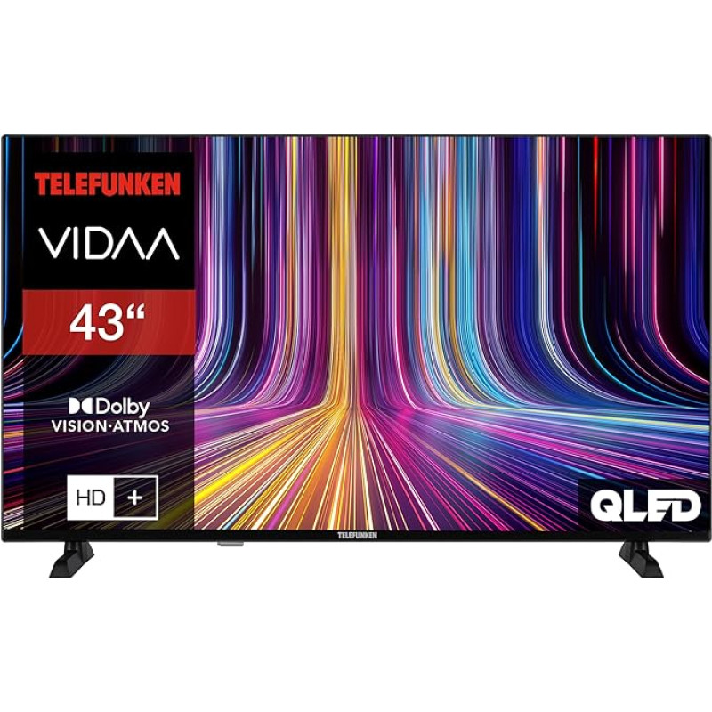 TELEFUNKEN QLED TV 43-tolline Smart TV VIDAA QU43VP750S 4K TV UHD, HDR TV Dolby Vision, Dolby Atmos, kolmekordne tuuner ja 6 kuud HD+ kaasas, LED TV, must