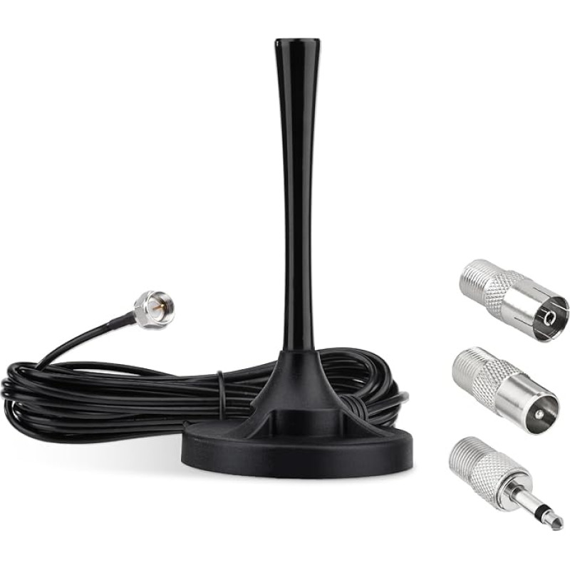 Superbat FM raadioantenn, tugev magnetiline alus, FM antenn koos 3M pikenduskaabliga Yamaha Pioneer Onkyo Marantz Sherwoodi siseruumide FM raadio AV audio video Bluetooth koduteatri vastuvõtja tuunerile