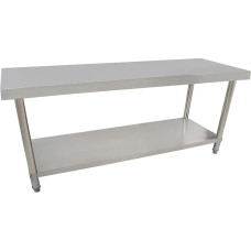 Beeketal 'BA200' Gastronoomia roostevabast terasest töölaud 200 x 60 cm, laud kuni 170 kg kandevõimega, professionaalne gastronoomiline köögilaud eriti suure alumise riiuli ja reguleeritavate jalgadega