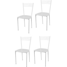 t m c s Tommychairs komplekt 4 moodsat elegantset tooli kööki ja söögituppa, vastupidav raam lakitud terasest, valge, puust iste valge
