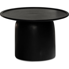 FineBuy kohvilaud 60 x 60 x 40 cm Mango täispuidust must diivanilaud ümmargune disainiga elutoa laud tõstetud servaga kohvilaud elutoa kaasaegne trummiraamiga